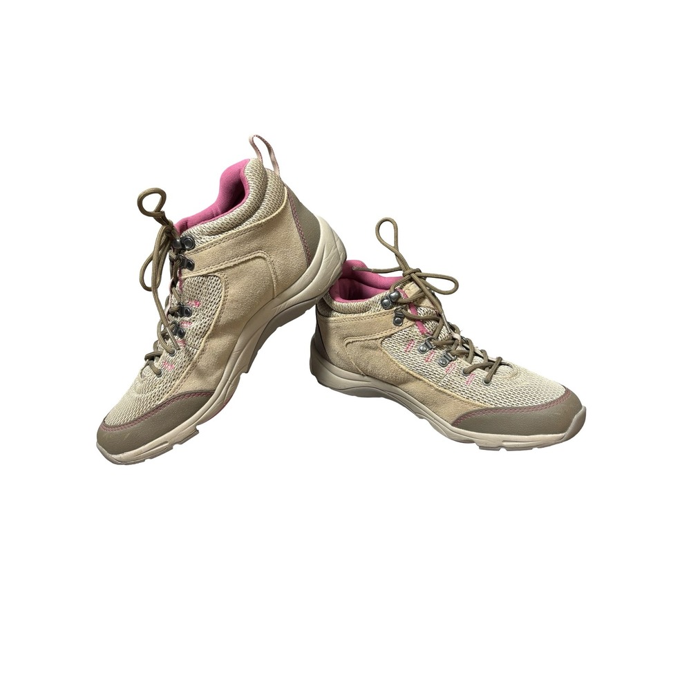 Vionic Cypress Women 9 Tan Pink Mesh Suede Hiking Sneakers